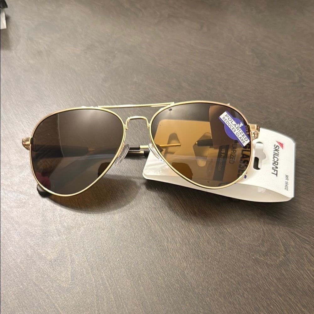 Gold Aviator Sunglasses with Brown Lenses